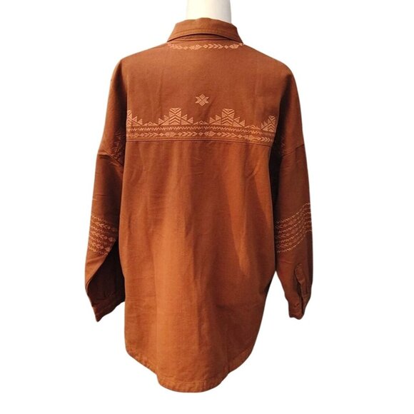 In Loom Vintage Wash Men's S Cider Embroidered Southwestern Long Sleeve Shirt - Picture 2 of 12